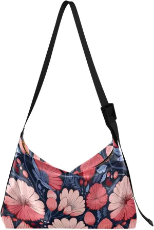 Flowers Floral Red Pink Crossbody Bag for Women Men with Adjustable Strap PU Leather Shoulder Hobo Purse Bag 20851666