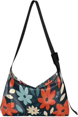 Flowers Floral Vintage Crossbody Bag for Women Men with Adjustable Strap PU Leather Shoulder Hobo Purse Bag 20851565