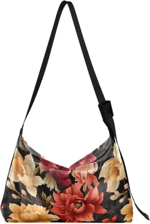 Flowers Floral Vintage Crossbody Bag for Women Men with Adjustable Strap PU Leather Shoulder Hobo Purse Bag 20851573