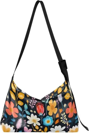 Flowers Floral Vintage Crossbody Bag for Women Men with Adjustable Strap PU Leather Shoulder Hobo Purse Bag 20851610