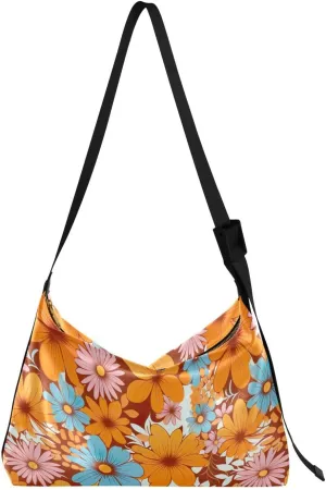 Flowers Floral Vintage Crossbody Bag for Women Men with Adjustable Strap PU Leather Shoulder Hobo Purse Bag 20851714