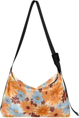 Flowers Floral Vintage Crossbody Bag for Women Men with Adjustable Strap PU Leather Shoulder Hobo Purse Bag 20851715
