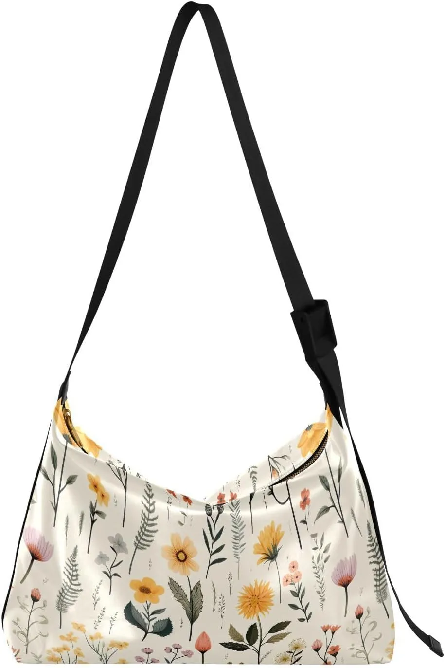 Flowers Floral Yellow Crossbody Bag for Women Men with Adjustable Strap PU Leather Shoulder Hobo Purse Bag 20851592