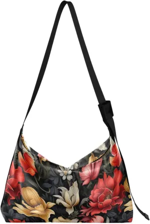 Flowers Floral Yellow Red Crossbody Bag for Women Men with Adjustable Strap PU Leather Shoulder Hobo Purse Bag 20850578
