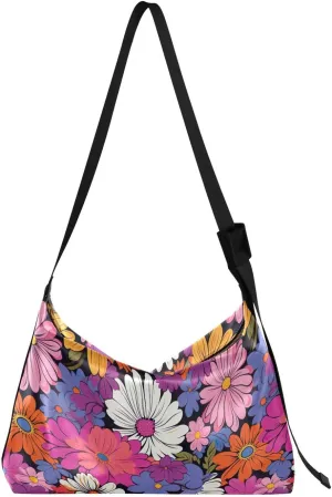 Flowers Florals Crossbody Bag for Women Men with Adjustable Strap PU Leather Shoulder Hobo Purse Bag 20857810