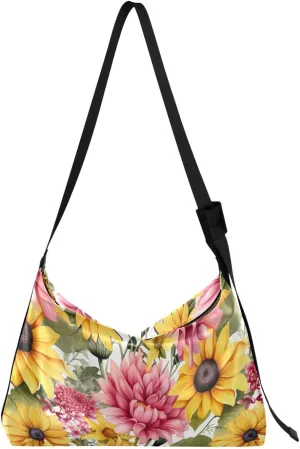 Flowers Sunflower Crossbody Bag for Women Men with Adjustable Strap PU Leather Shoulder Hobo Purse Bag 20857580