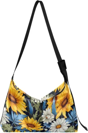 Flowers Sunflower Crossbody Bag for Women Men with Adjustable Strap PU Leather Shoulder Hobo Purse Bag 20857588