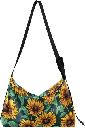 Flowers Sunflower Crossbody Bag for Women Men with Adjustable Strap PU Leather Shoulder Hobo Purse Bag 20857601