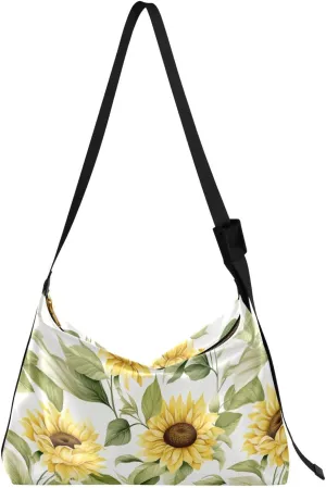 Flowers Sunflower Crossbody Bag for Women Men with Adjustable Strap PU Leather Shoulder Hobo Purse Bag 20857625