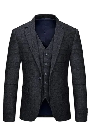 Formal Black Notched Lapel Three Pieces Men Business Suits One Button Bestmen Suits