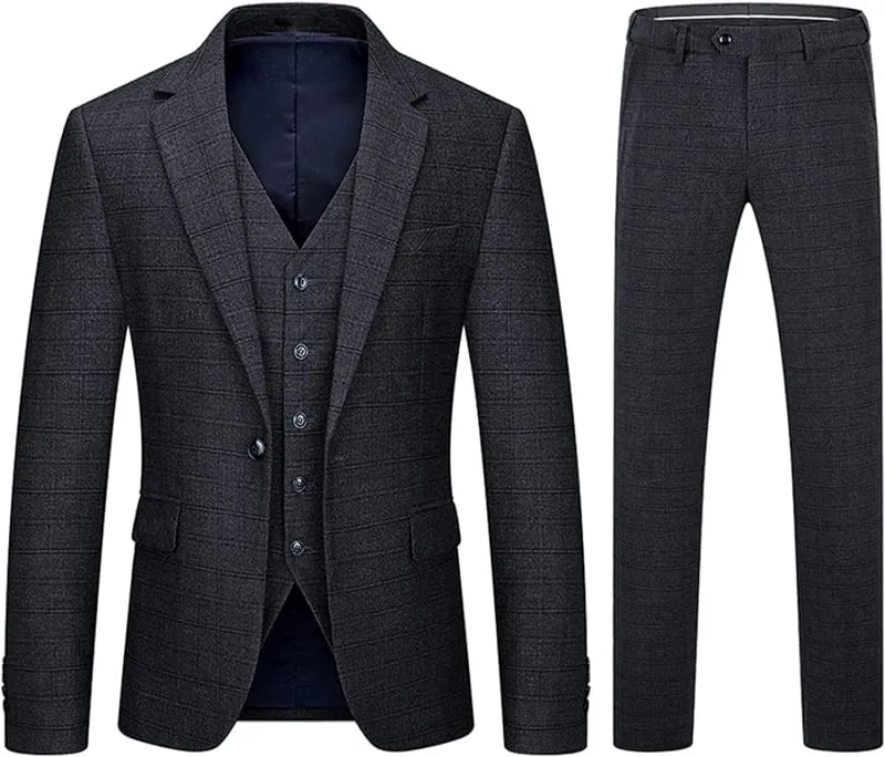 Formal Black Notched Lapel Three Pieces Men Business Suits One Button Bestmen Suits