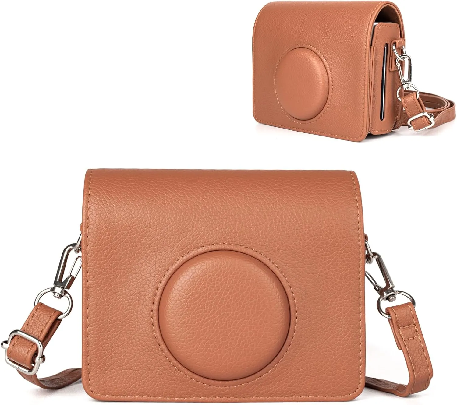Fuji Mini EVO Case - Classic Leather Case Compatible with Fujifilm Instax Mini EVO - Instax EVO Protective Cover with Adjustable Shoulder Strap - Brown
