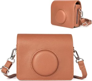 Fuji Mini EVO Case - Classic Leather Case Compatible with Fujifilm Instax Mini EVO - Instax EVO Protective Cover with Adjustable Shoulder Strap - Brown