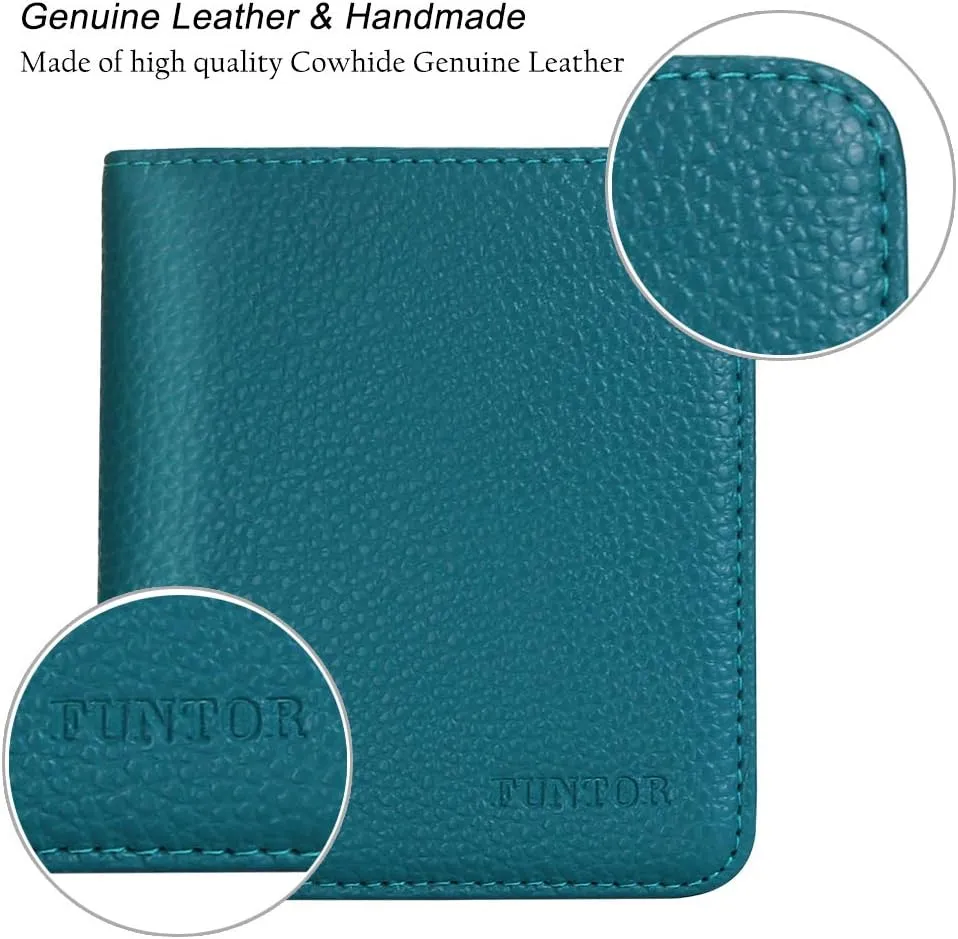 FUNTOR Small Wallets for Women, Ladies Small Compact Bifold Pocket RFID Blocking Genuine Leather Wallet for Women