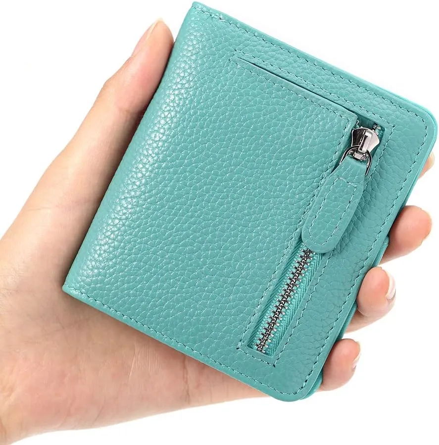 FUNTOR Small Wallets for Women, Ladies Small Compact Bifold Pocket RFID Blocking Genuine Leather Wallet for Women