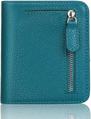 FUNTOR Small Wallets for Women, Ladies Small Compact Bifold Pocket RFID Blocking Genuine Leather Wallet for Women