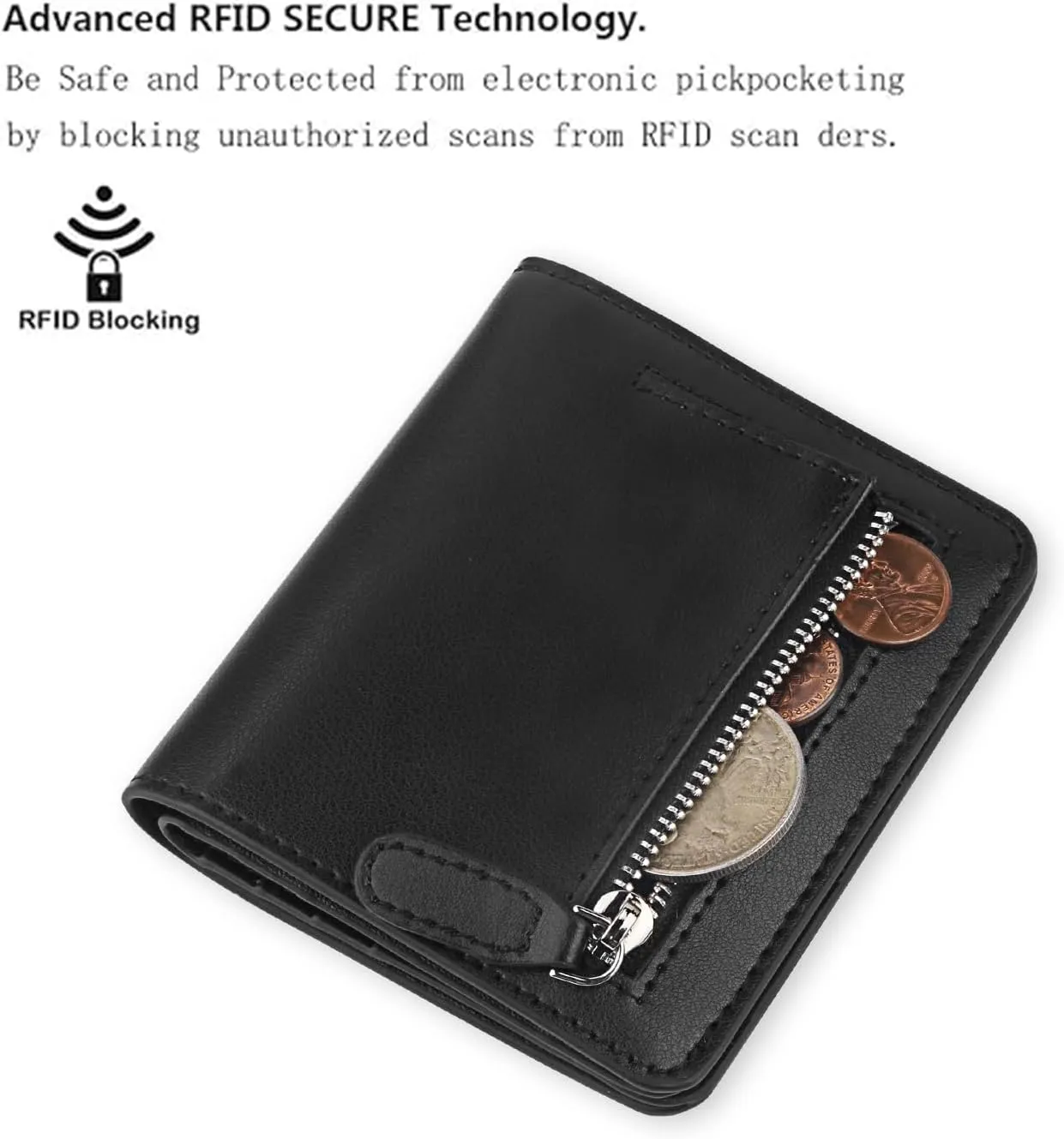 FUNTOR Small Wallets for Women, Ladies Small Compact Bifold Pocket RFID Blocking Genuine Leather Wallet for Women