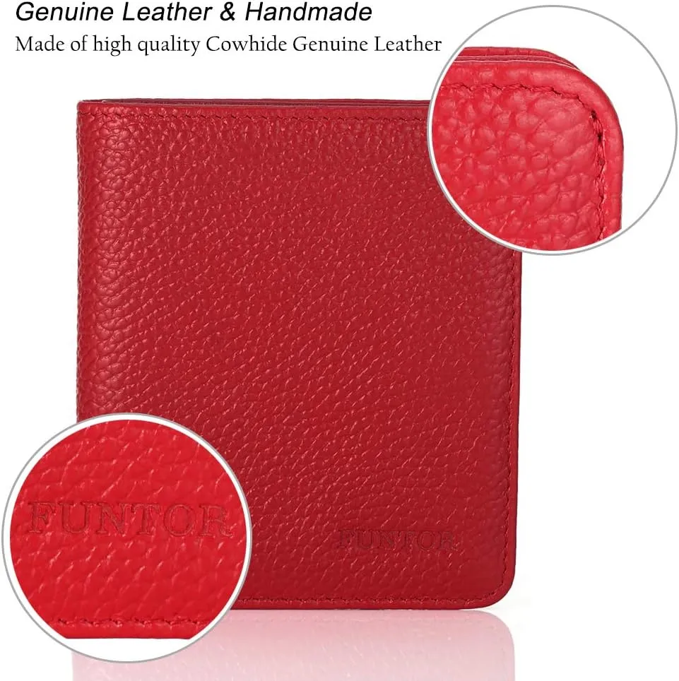 FUNTOR Small Wallets for Women, Ladies Small Compact Bifold Pocket RFID Blocking Genuine Leather Wallet for Women