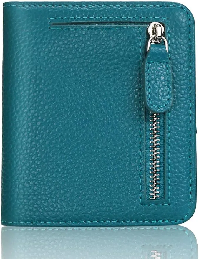 FUNTOR Small Wallets for Women, Ladies Small Compact Bifold Pocket RFID Blocking Genuine Leather Wallet for Women