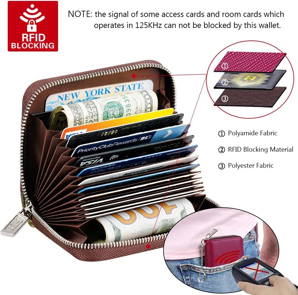 FurArt Credit Card Wallet, Zipper Business Card Holder for Women, RFID Blocking, KeyChain Wallet, Compact Size