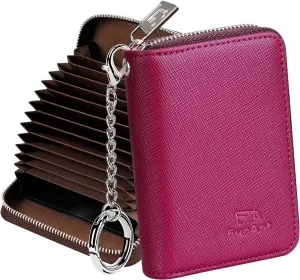 FurArt Credit Card Wallet, Zipper Business Card Holder for Women, RFID Blocking, KeyChain Wallet, Compact Size