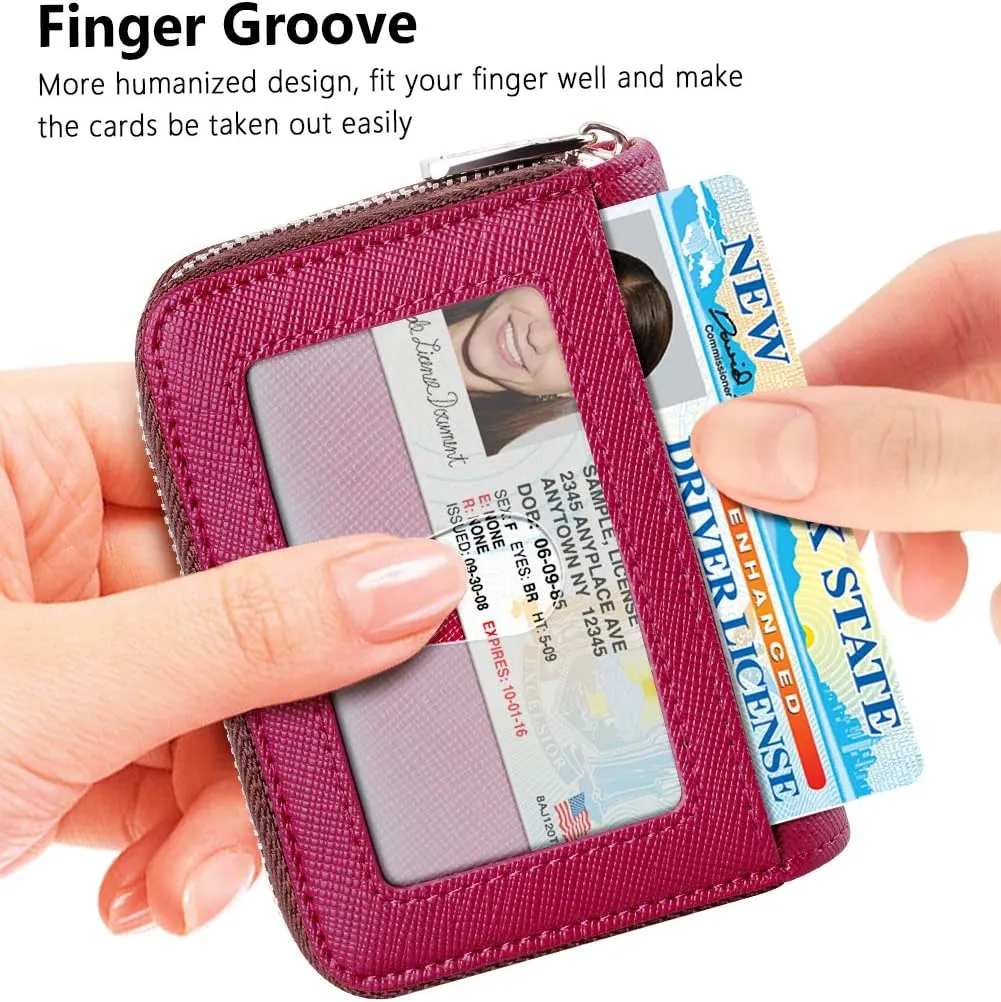 FurArt Credit Card Wallet, Zipper Business Card Holder for Women, RFID Blocking, KeyChain Wallet, Compact Size