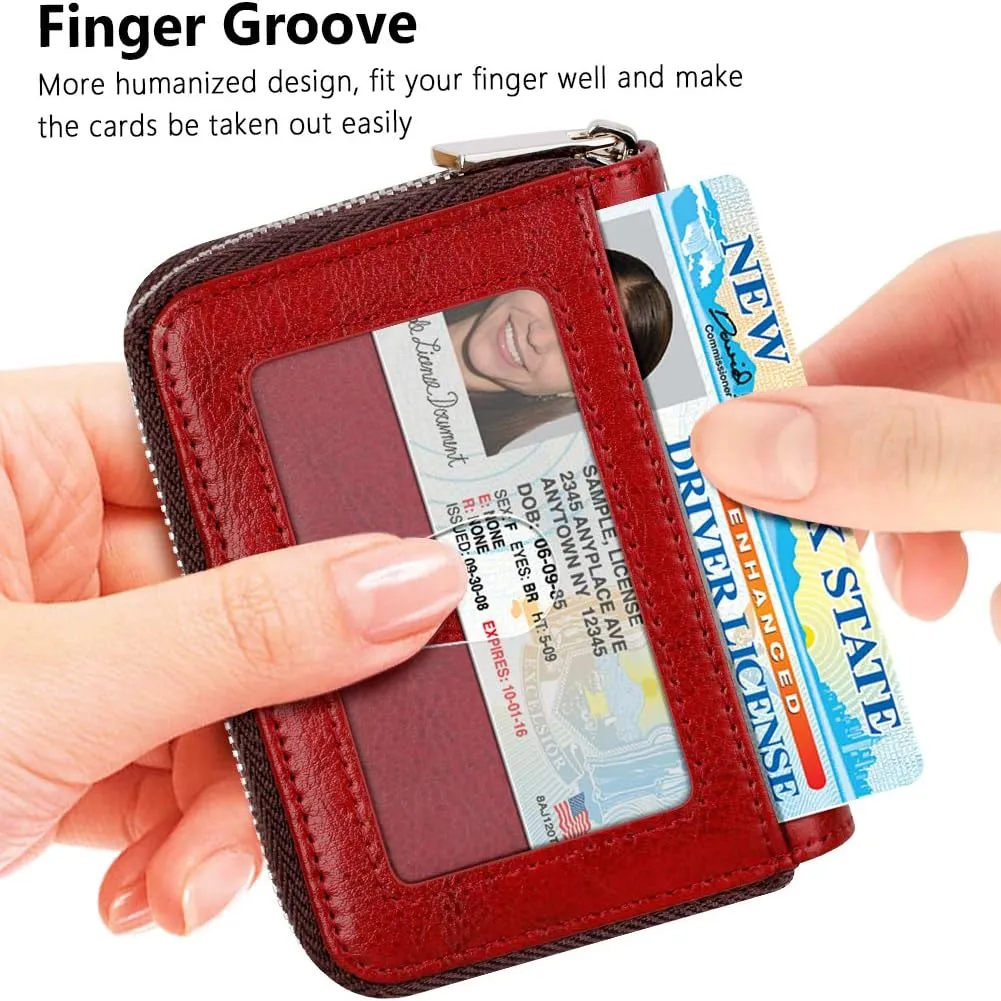 FurArt Credit Card Wallet, Zipper Business Card Holder for Women, RFID Blocking, KeyChain Wallet, Compact Size