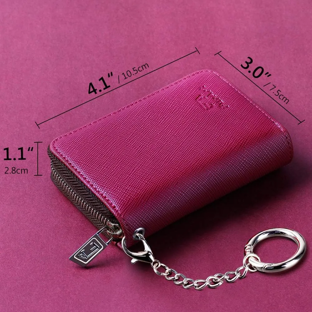 FurArt Credit Card Wallet, Zipper Business Card Holder for Women, RFID Blocking, KeyChain Wallet, Compact Size