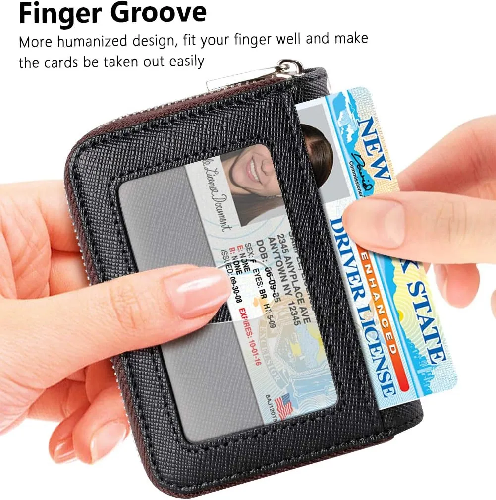 FurArt Credit Card Wallet, Zipper Business Card Holder for Women, RFID Blocking, KeyChain Wallet, Compact Size