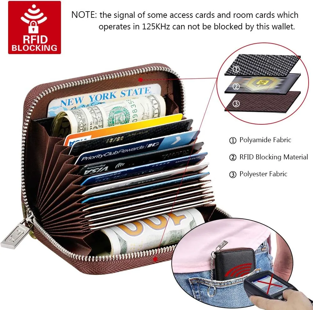 FurArt Credit Card Wallet, Zipper Business Card Holder for Women, RFID Blocking, KeyChain Wallet, Compact Size