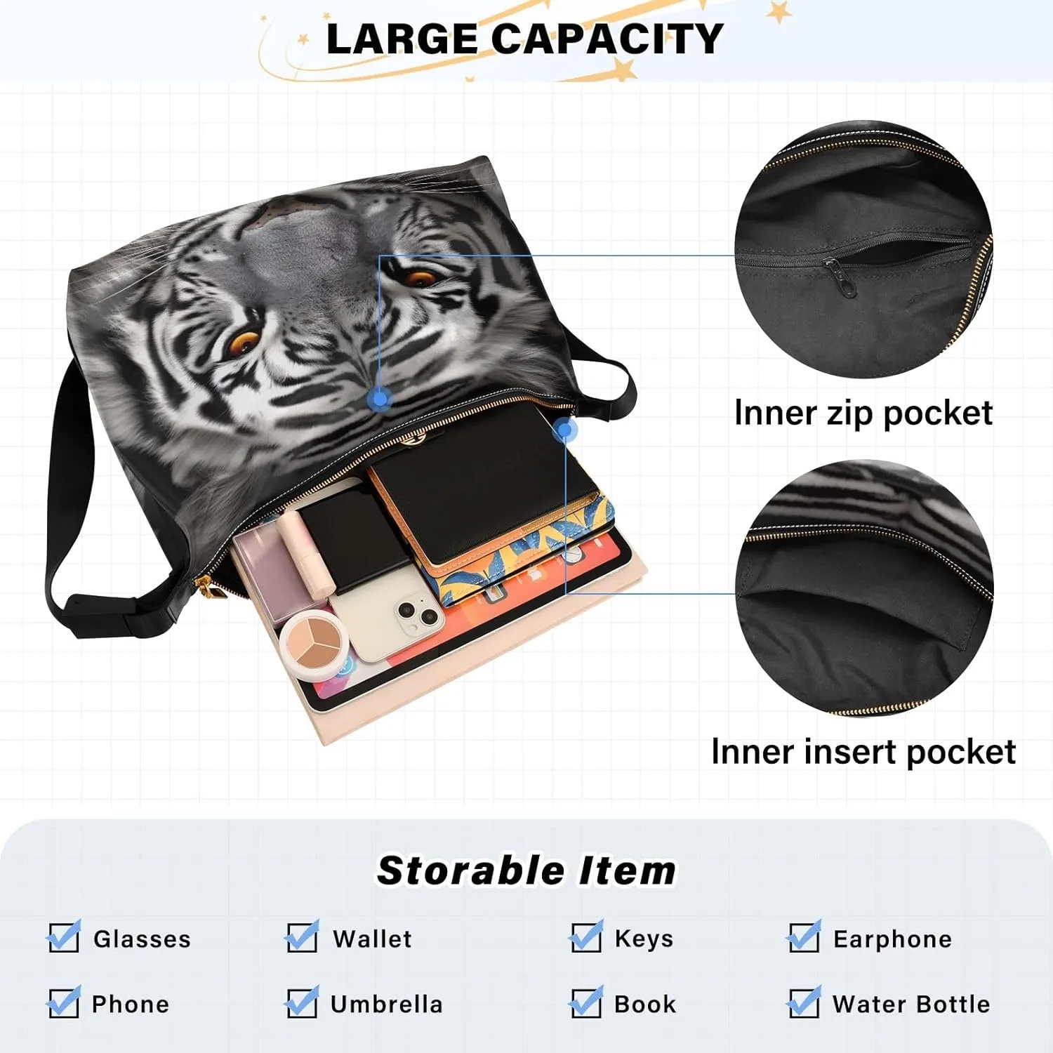 GAIGEO a of Sea Shells and Starfish Lightweight Leather Shoulder Bag, Men's Leather Crossbody Bag, Large Crossbody Bag