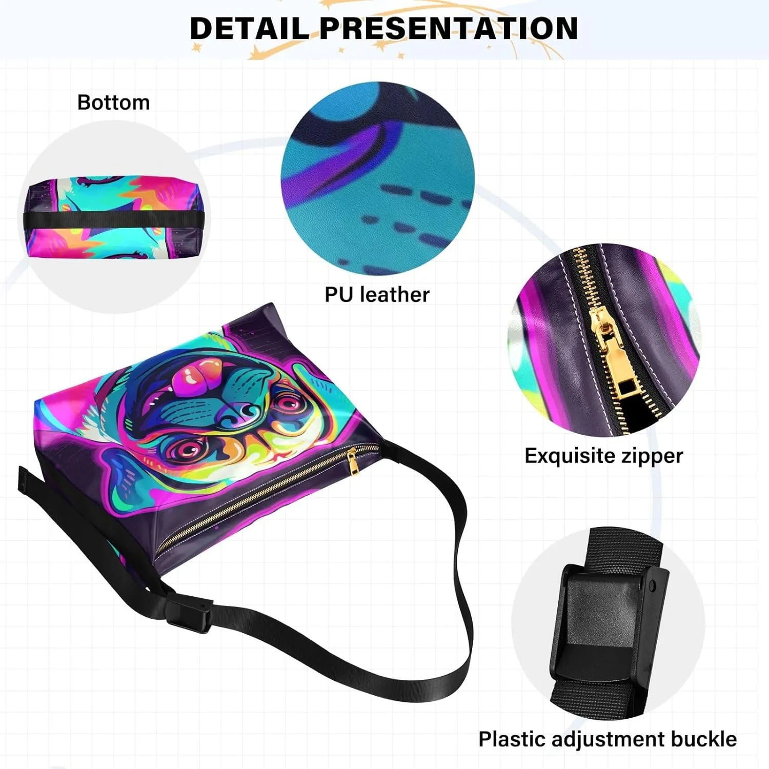 GAIGEO Abstract Design Faux Leather Bag, Woman Shoulder Bag, Crossbody Leather Shoulder Bag