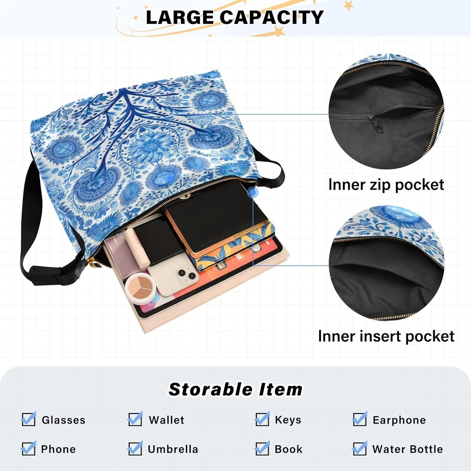 GAIGEO Big Skull Womens Shoulder Bag Leather, Large Leather Crossbody Bag, Leather Shoulder Bag with Zipper