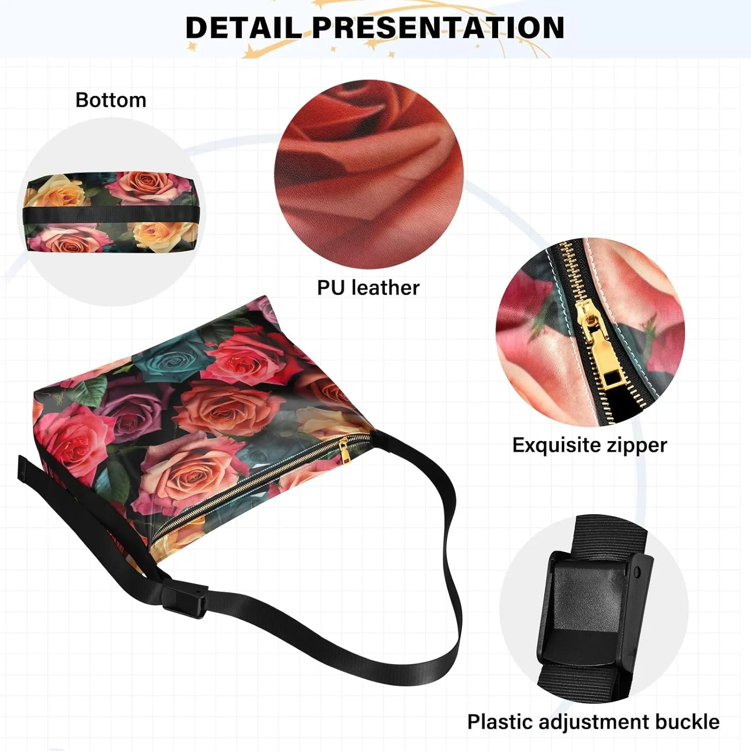 GAIGEO Fruits with Autumn Leaves Vegan Crossbody Bag, Ladies Leather Crossbody Bags, Bag with Zipper Pockets
