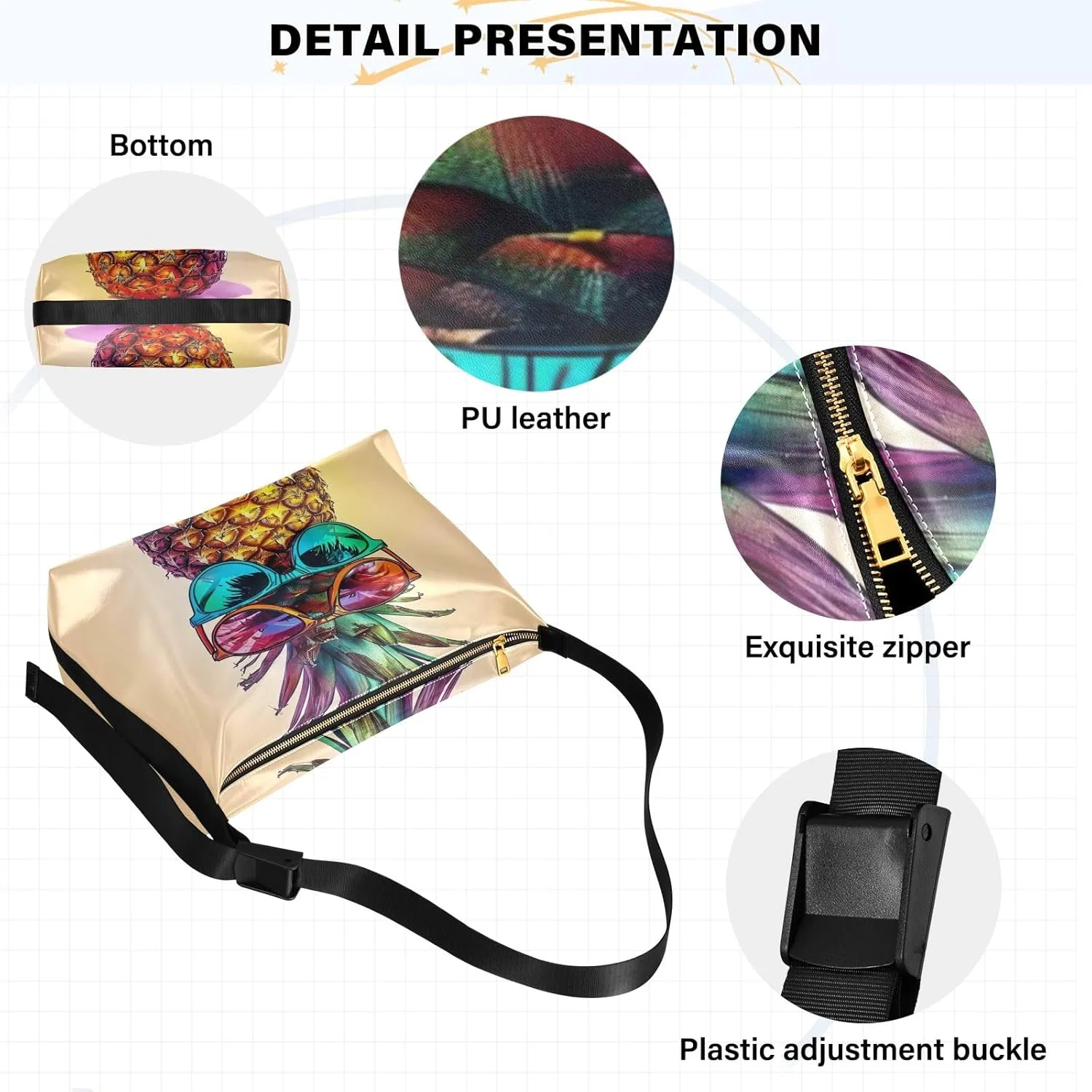 GAIGEO Monster Cartoon 3D Leather Crossbody Bag Large, Men Leather Shoulder Bag, Large Crossbody Bag