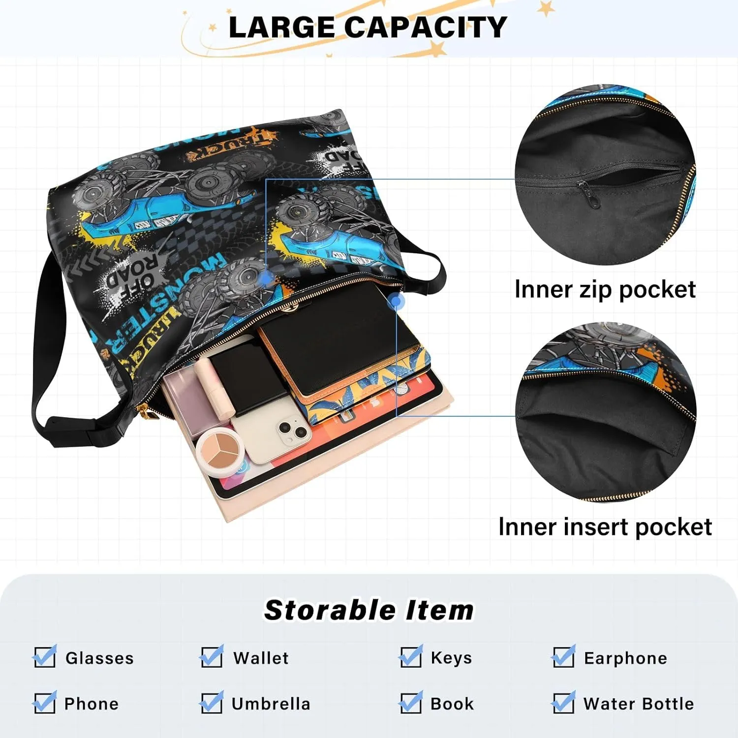 GAIGEO Tig Fur Yellow Black Orange Vegan Leather Crossbody Bag, Shoulder Bag for Women Leather, Vegan Shoulder Bag