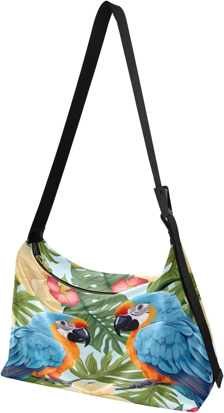 GAIGEO Tropical Tropical Leaves and Plants Shoulder Sling Bag for Men, Leather Shoulder Bag, Bag with Shoulder Strap
