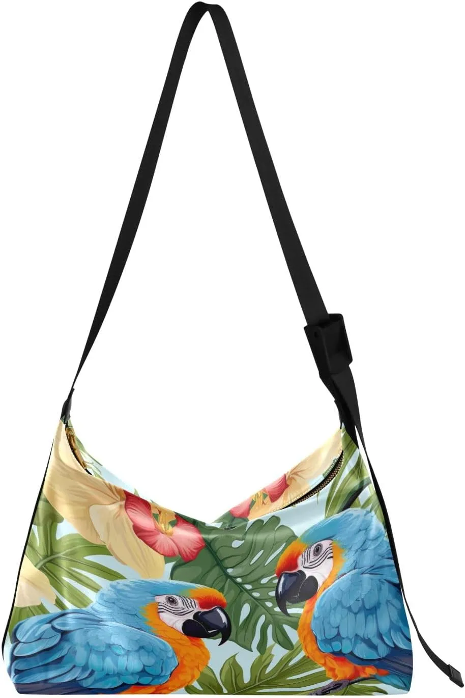 GAIGEO Tropical Tropical Leaves and Plants Shoulder Sling Bag for Men, Leather Shoulder Bag, Bag with Shoulder Strap