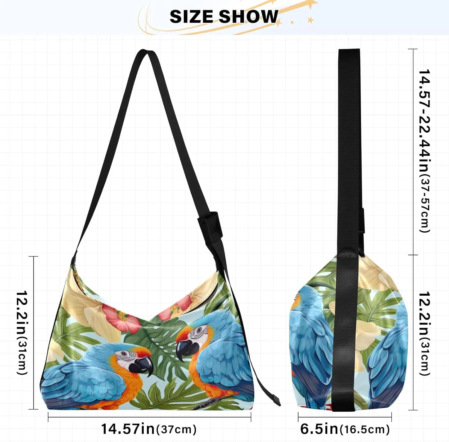 GAIGEO Tropical Tropical Leaves and Plants Shoulder Sling Bag for Men, Leather Shoulder Bag, Bag with Shoulder Strap