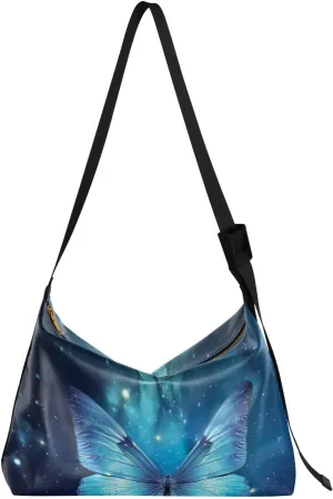 GAIGEO Watercolor Green Leaves and Branches Men's Leather Bag, Leather Crossbody Shoulder Bag, Pu Leather Shoulder Bag