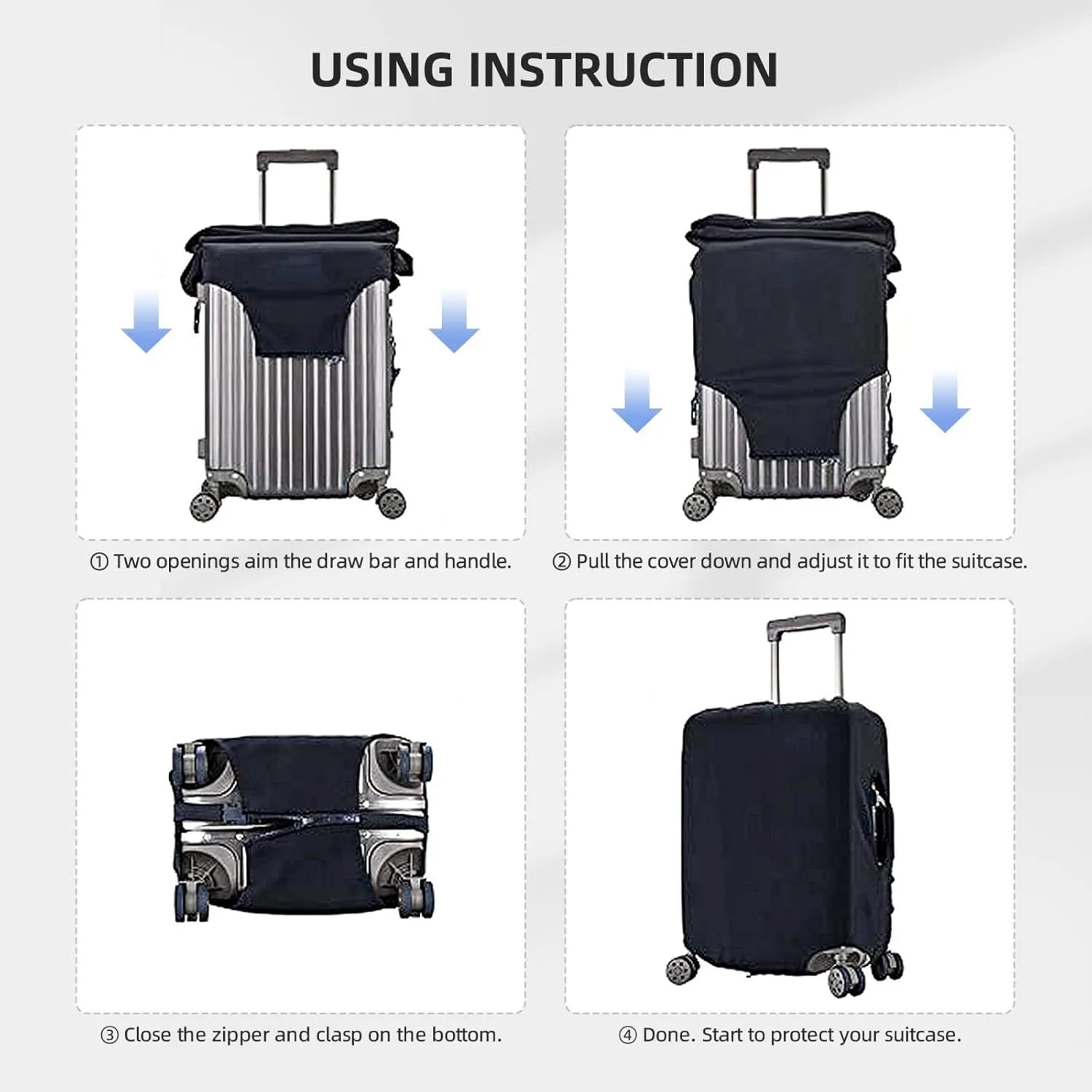 Gary Luggage Cover Washable Elasticated Luggage Covers for Suitcase tsa Approved Stylish Dust and Scratch Resistant Luggage Case Protector for Kids and Adults -