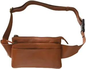 Genuine Leather Brown Fanny Pack - Unisex Tan Brown Compact Bum Bag - Tan Waist Bag - Crossbody Sling Bag