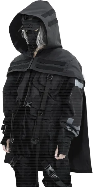 Ghost Grim Reaper Cosplay Cape Techwear Poncho Hoode Gothic Hooded For Halloween Unisex Costume Dress Up Daily Wear