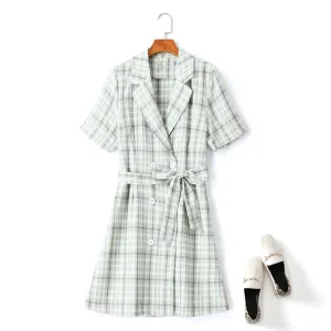 Giana Plus Size Checked Trench Coat Shirt Dress