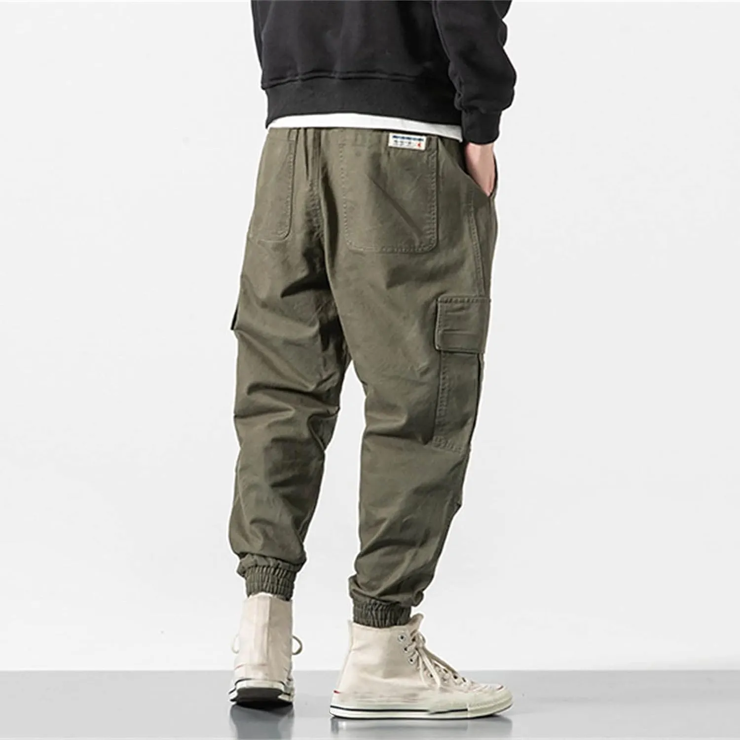 GIERIDUC Men's Casual Cargo Pants Joggers Hiking Sweatpants Chinos Track Pants Elastic Waist Work Pants with Multi-Pockets