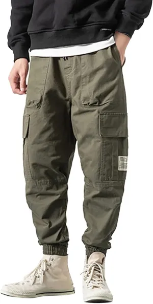 GIERIDUC Men's Casual Cargo Pants Joggers Hiking Sweatpants Chinos Track Pants Elastic Waist Work Pants with Multi-Pockets