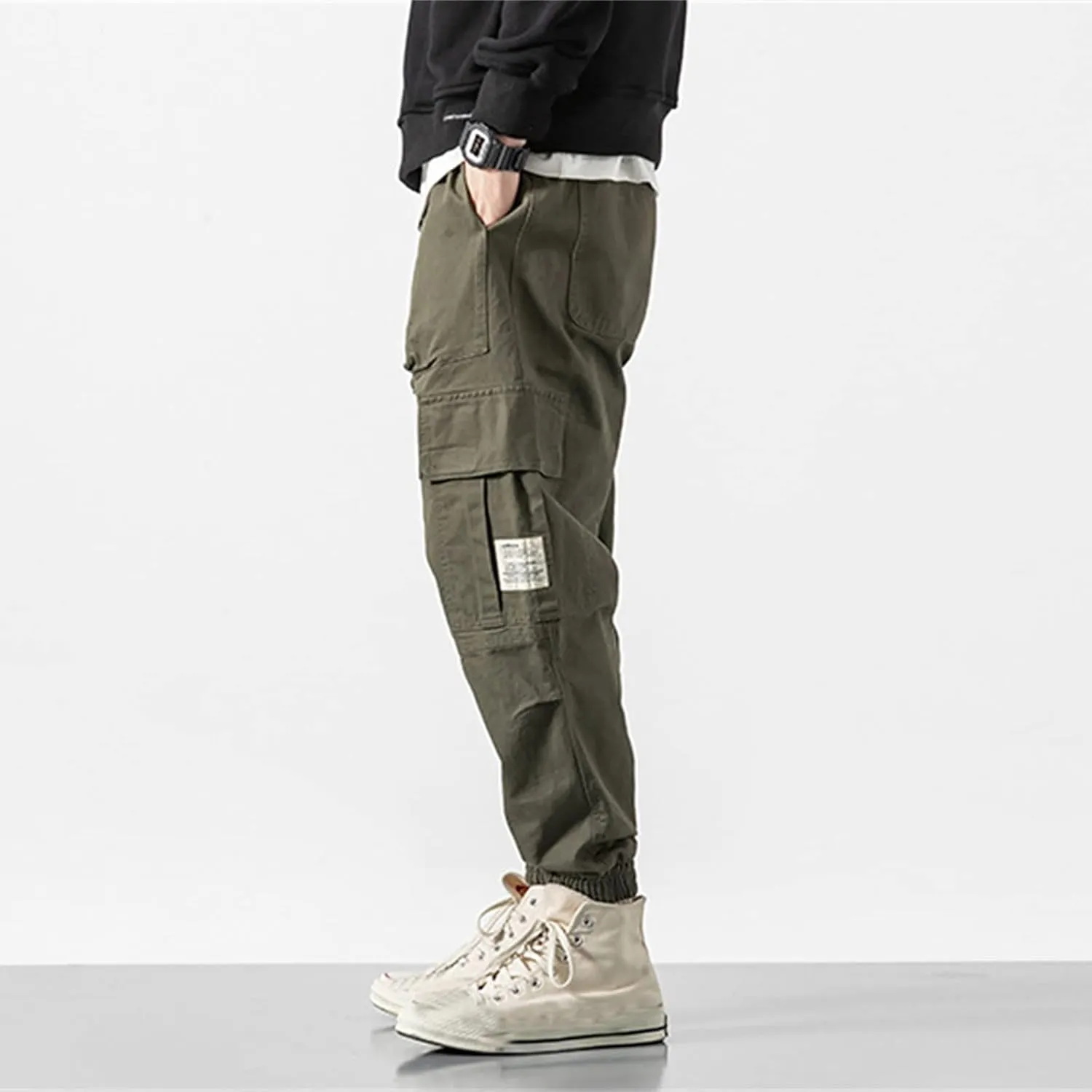 GIERIDUC Men's Casual Cargo Pants Joggers Hiking Sweatpants Chinos Track Pants Elastic Waist Work Pants with Multi-Pockets