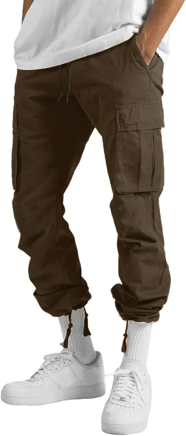GIERIDUC Men's Cotton Yoga Sweatpants Mens Joggers Athletic Lounge Pants Open Bottom Casual Jersey Pants for Men with Pockets