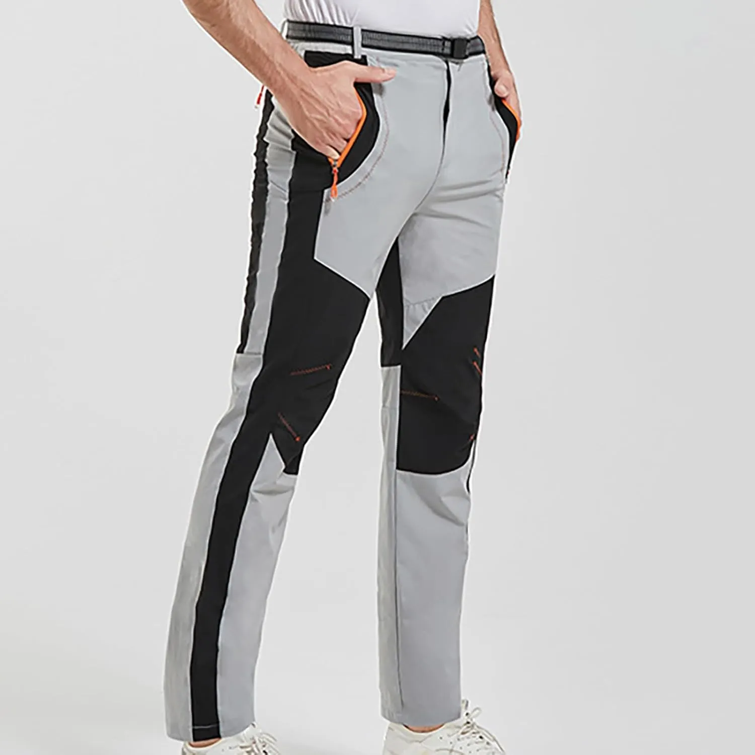 GIERIDUC Men's Hiking Pants Lightweight Quick Dry Stretch Wind Pants Color Patchwork Travel Trouser Fishing Outdoor Work Pant
