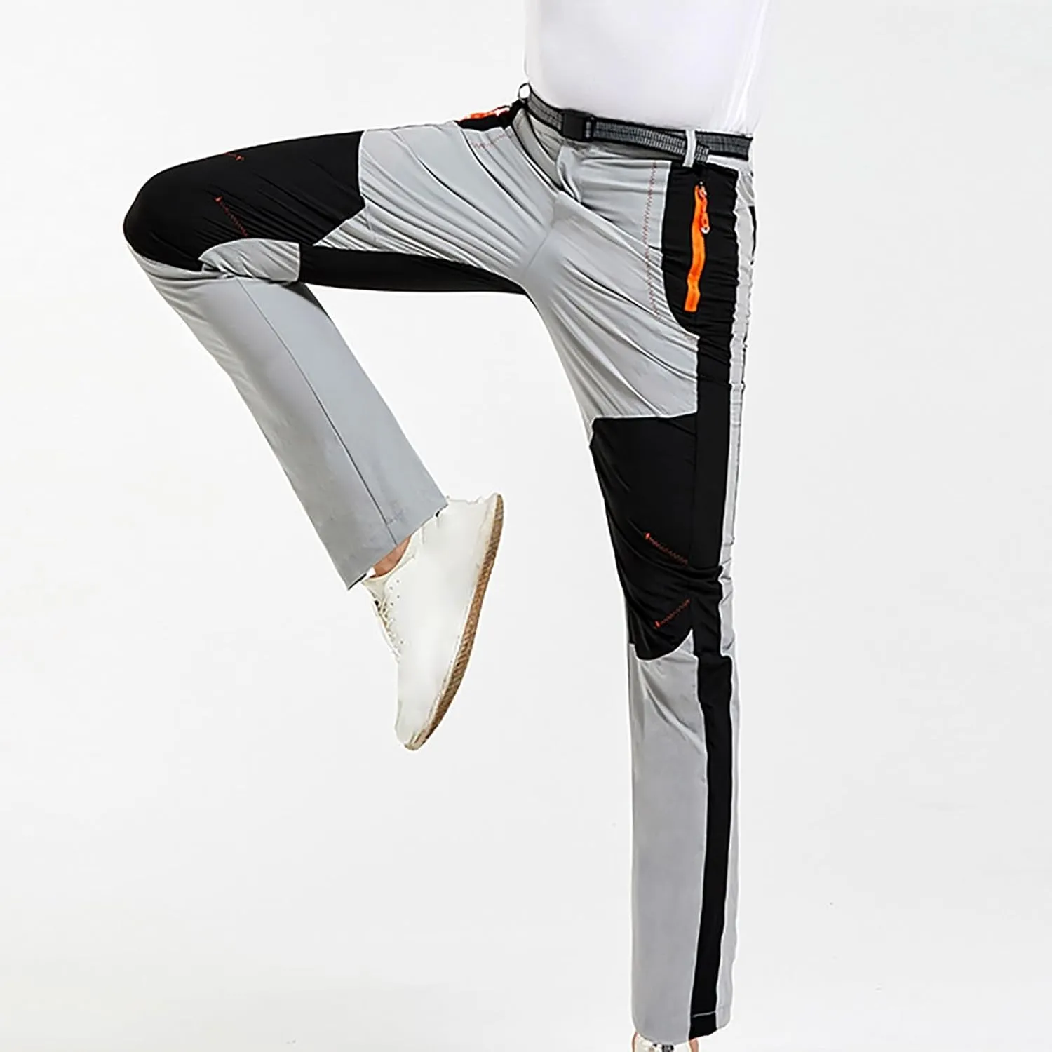 GIERIDUC Men's Hiking Pants Lightweight Quick Dry Stretch Wind Pants Color Patchwork Travel Trouser Fishing Outdoor Work Pant